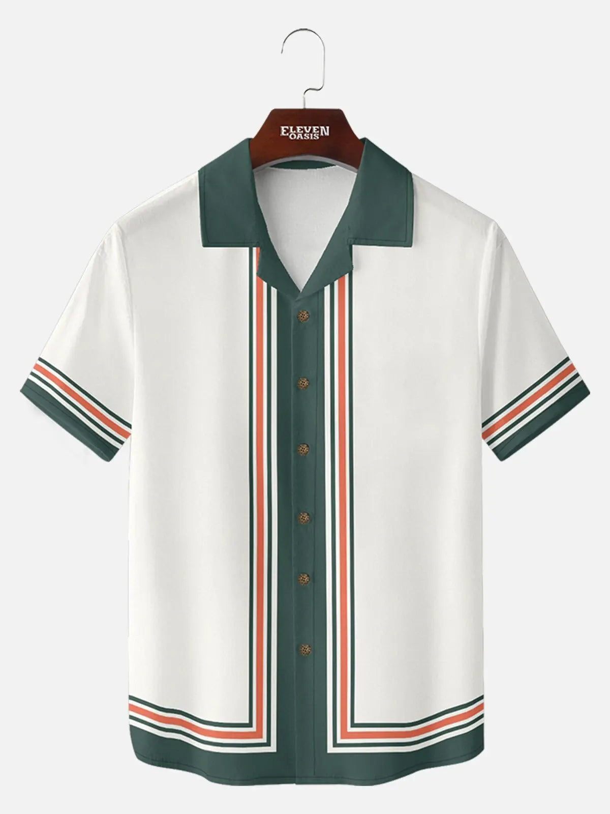 Men's Classic Vertical Stripe Bowling Short Sleeve Shirt