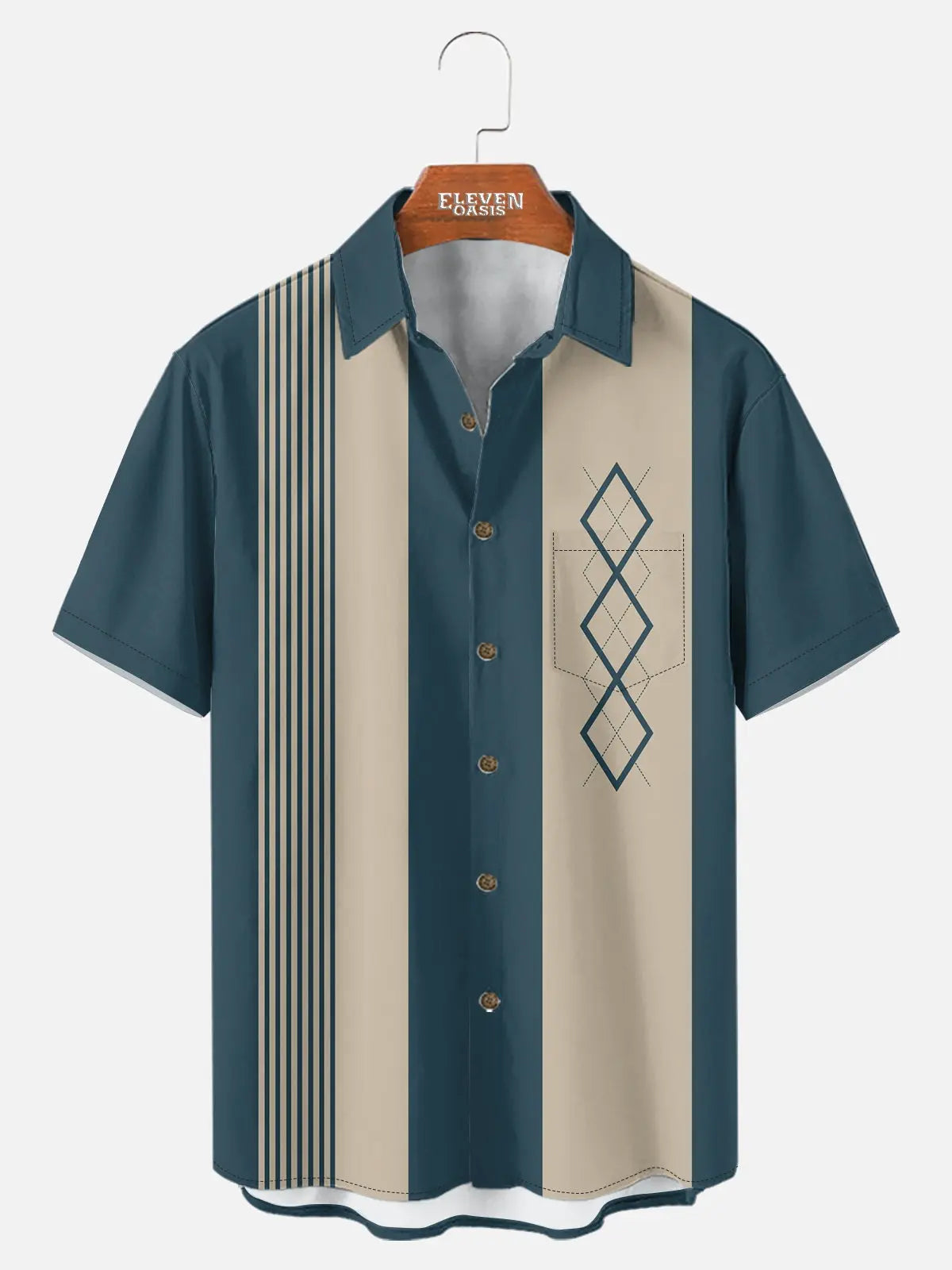 Tall Men's Mid-Century Geometric Short Sleeve Shirt