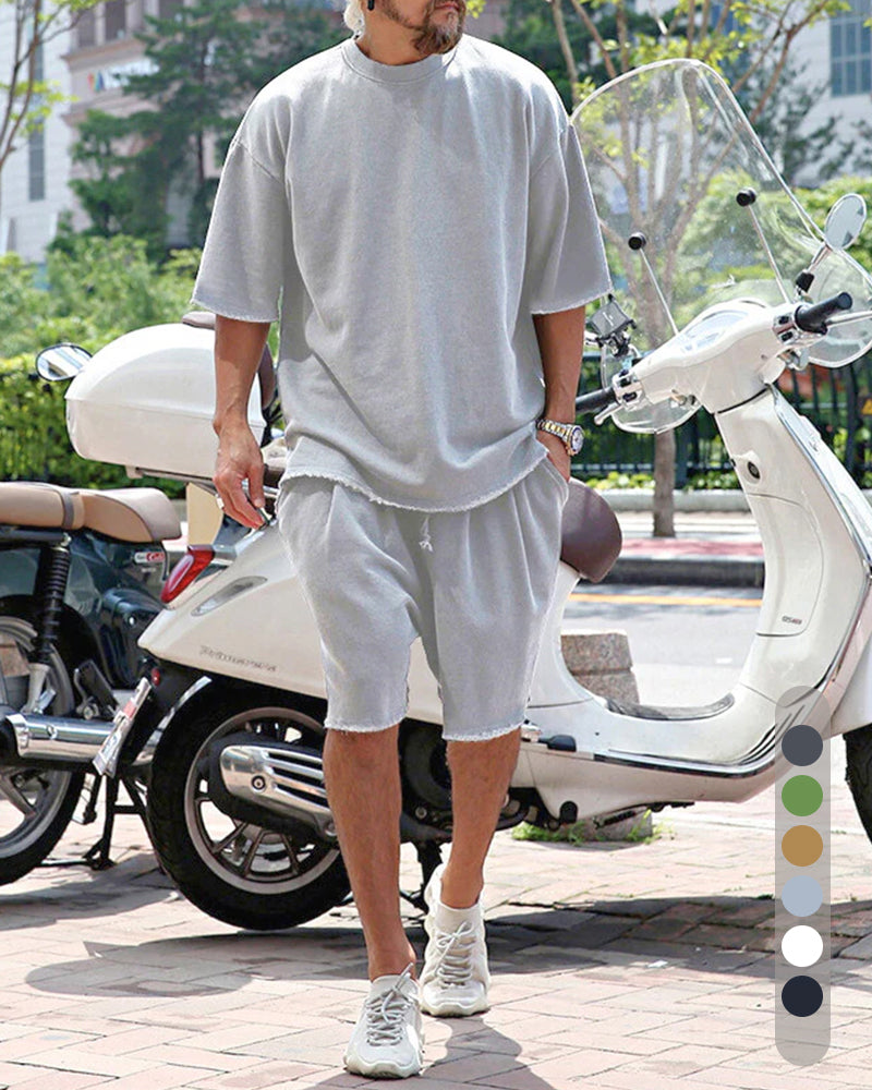 M-8XL Casual Loose Fit Solid Sports Sets