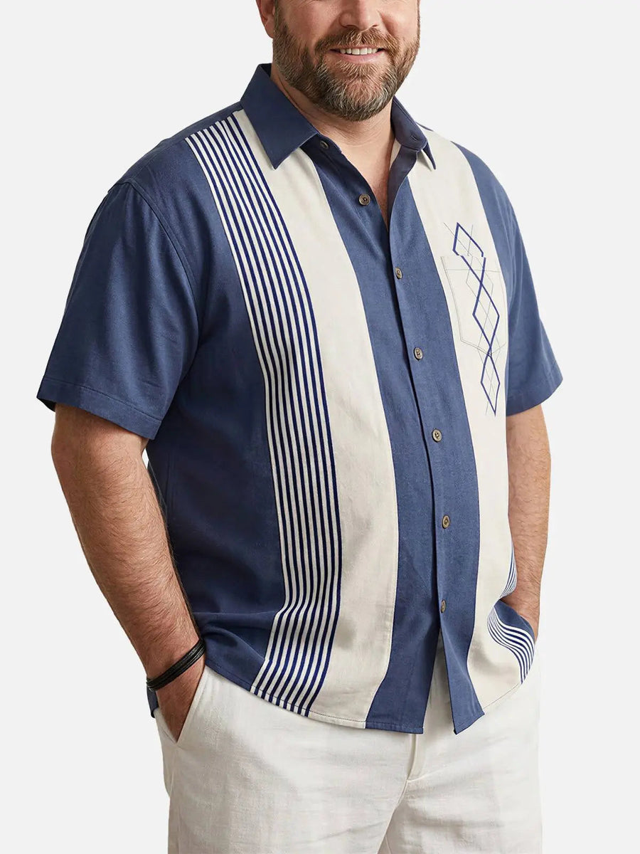 Tall Men's Mid-Century Geometric Short Sleeve Shirt
