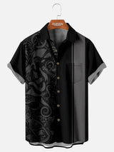 Tall Men's Blackout Kraken Tattoo Bowling Shirt