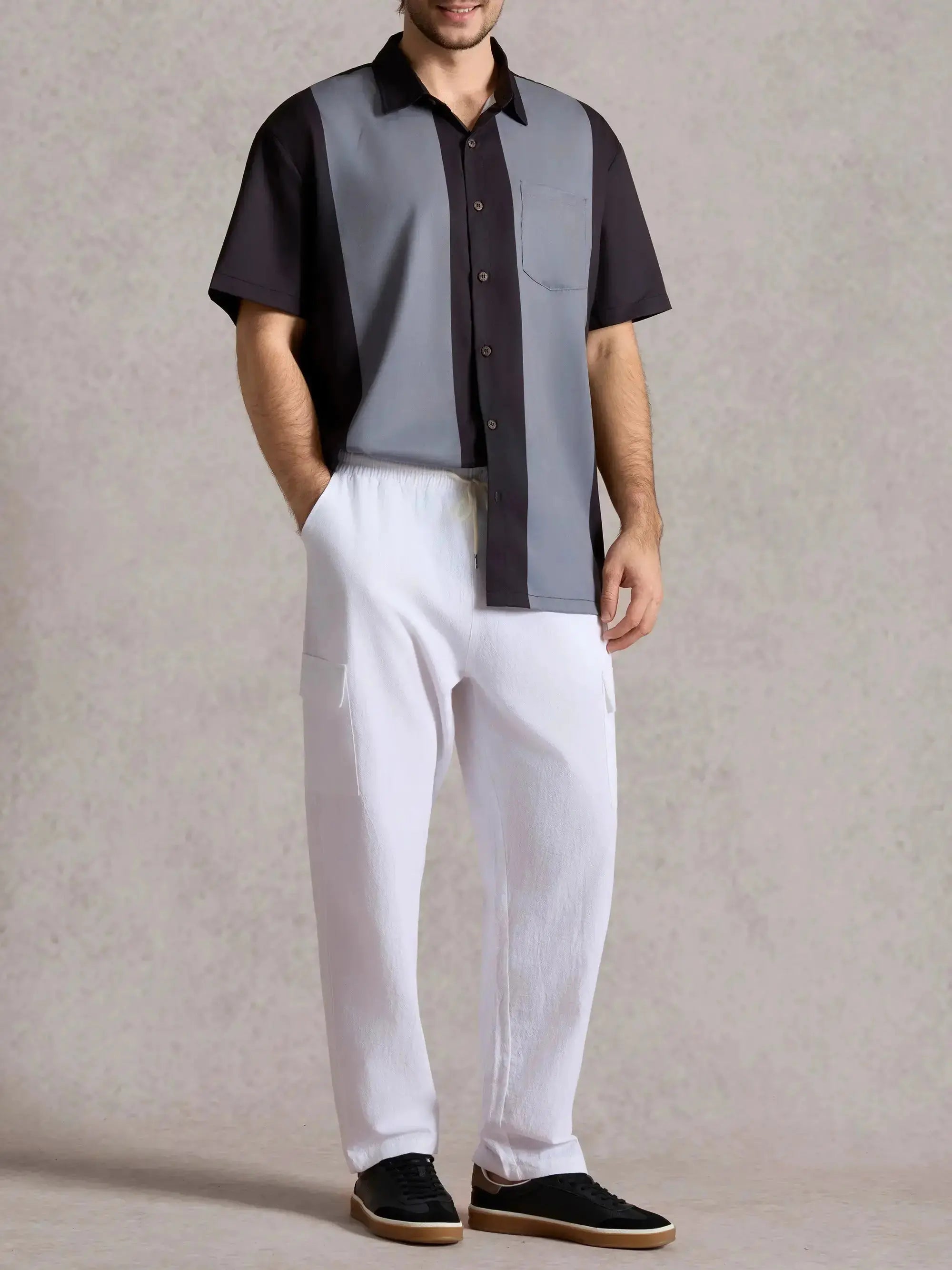 Men's Basic 50s Style Bowling Short Sleeve Shirt