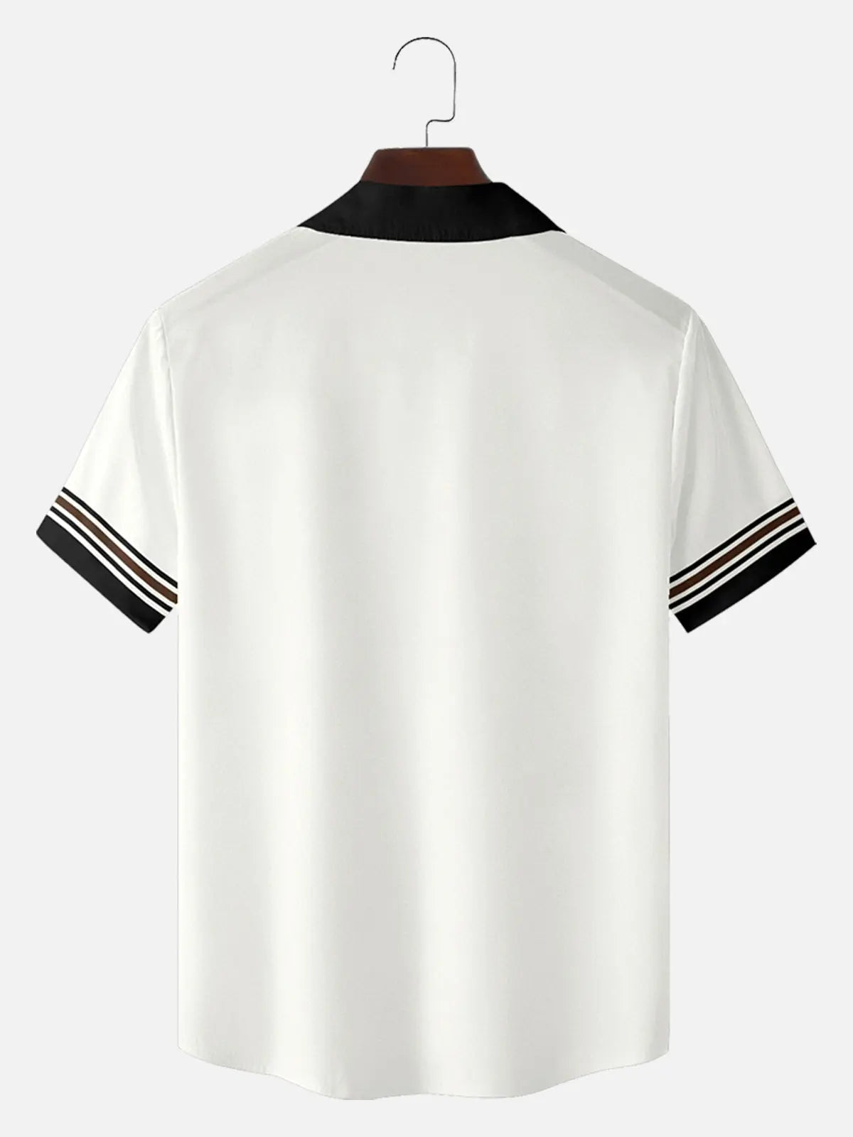 Men's Classic Vertical Stripe Bowling Short Sleeve Shirt