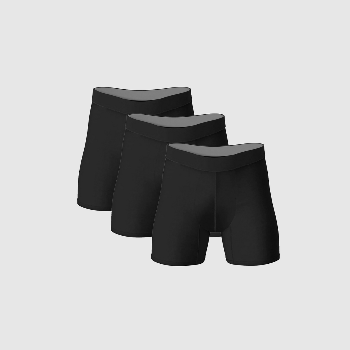 Black Anti-Chafe Bamboo Boxer Briefs 3-Pack