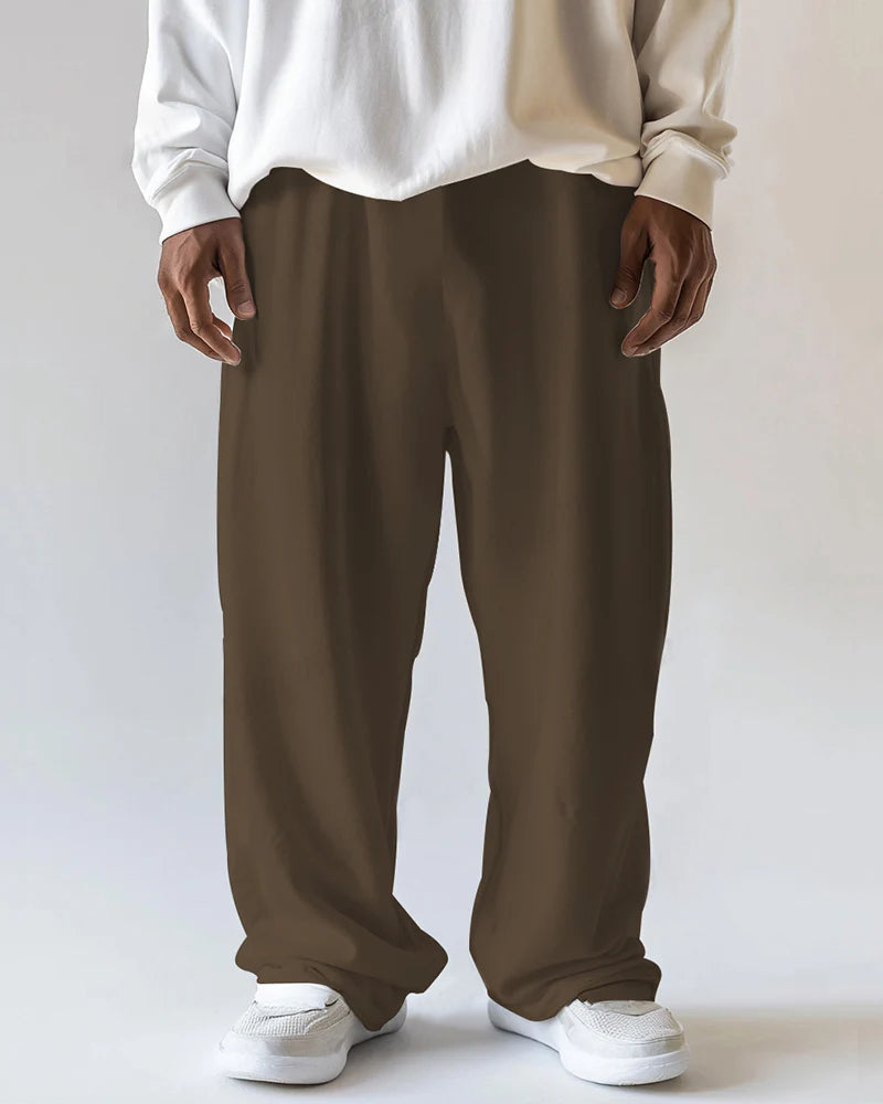 Big Men's Loose Straight Drawstring Sweatpants with Pocket