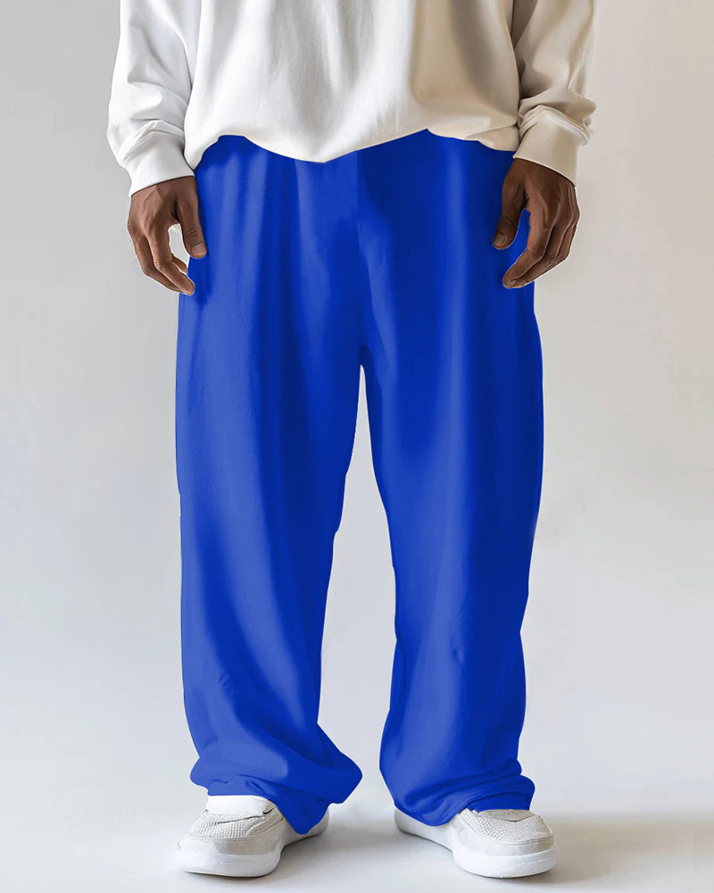 Big Men's Loose Straight Drawstring Sweatpants with Pocket