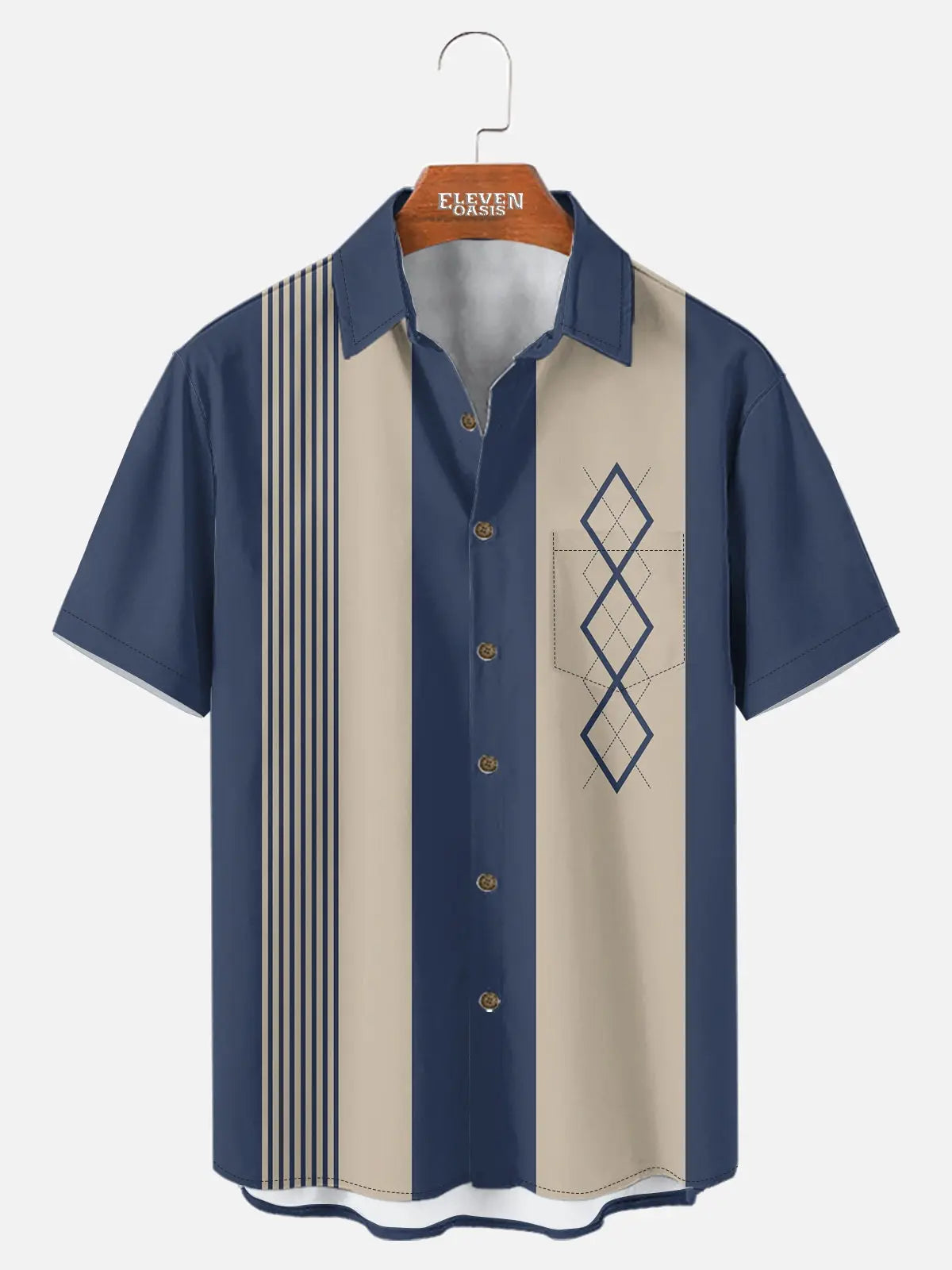 Tall Men's Mid-Century Geometric Short Sleeve Shirt