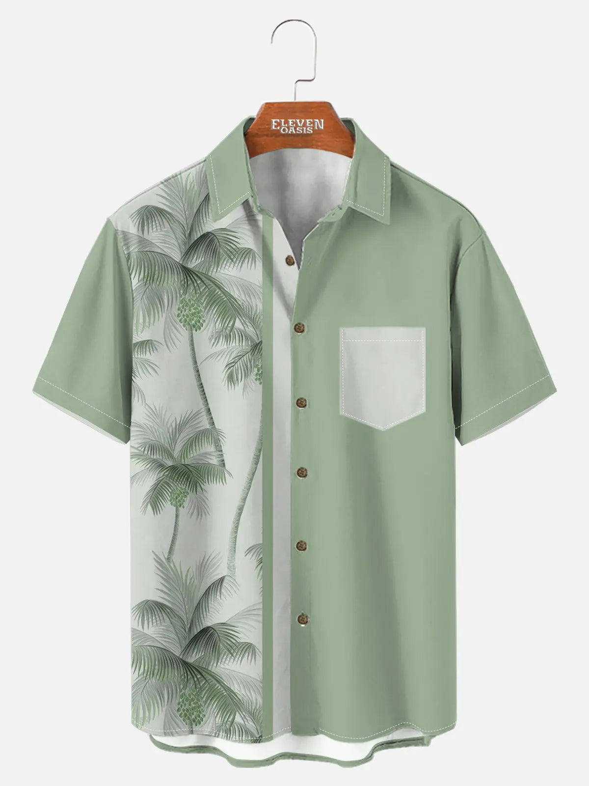 Tall Men's Coconut Tree Casual Breathable Hawaiian Short Sleeve Shirt