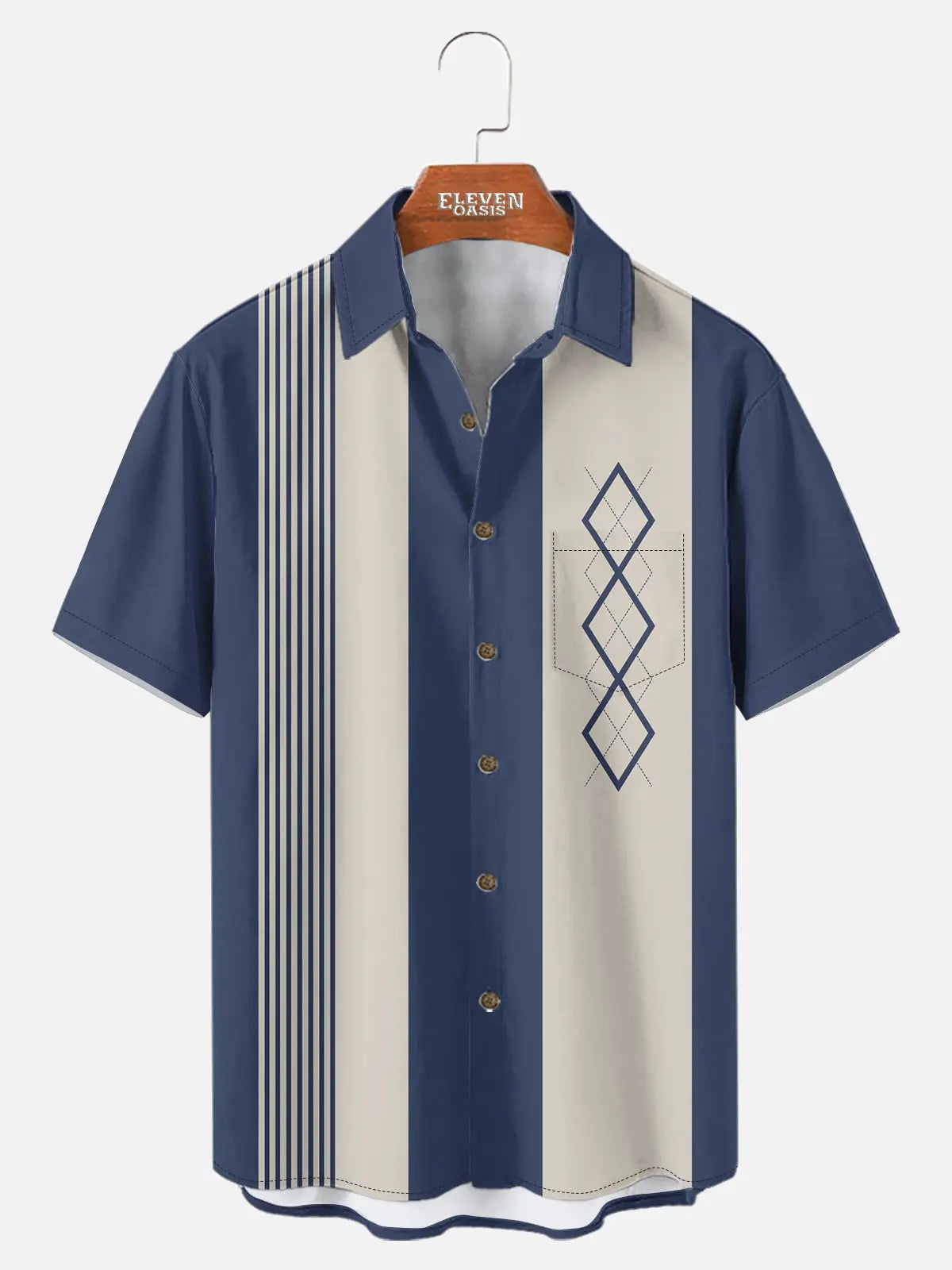 Tall Men's Mid-Century Geometric Short Sleeve Shirt
