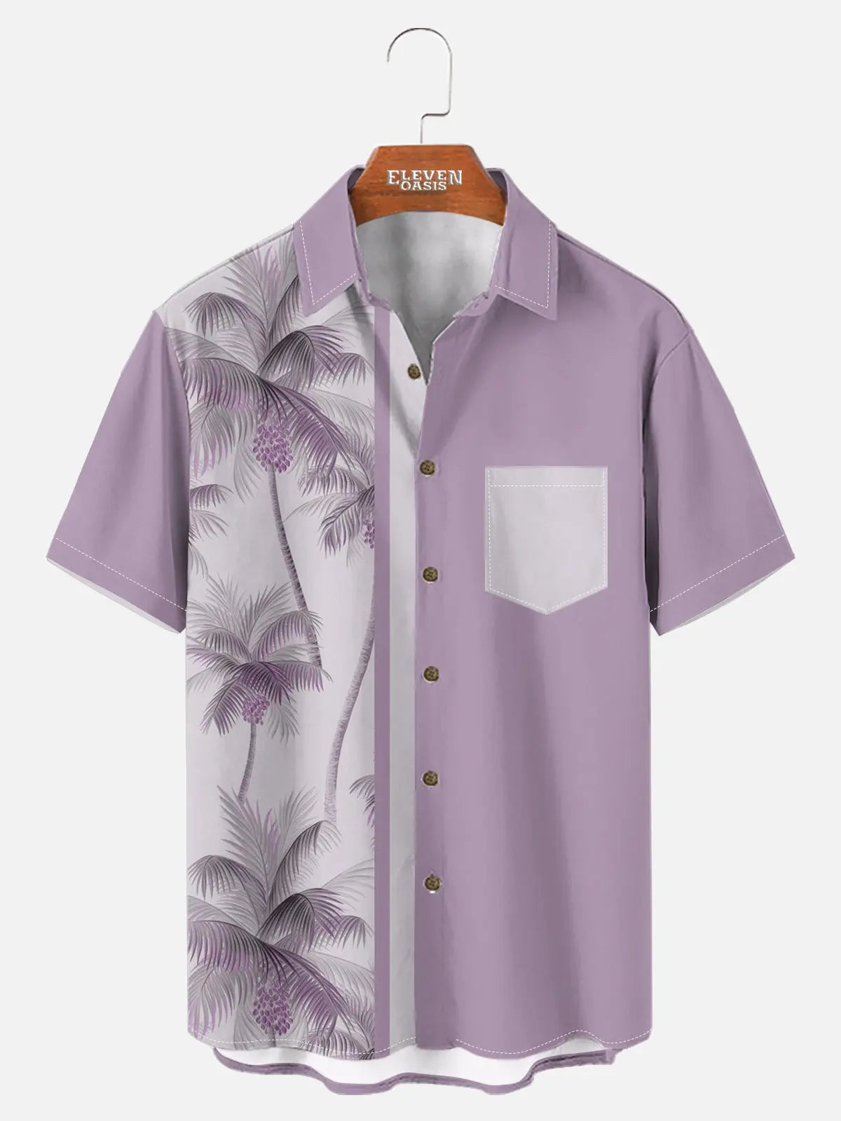Tall Men's Coconut Tree Casual Breathable Hawaiian Short Sleeve Shirt