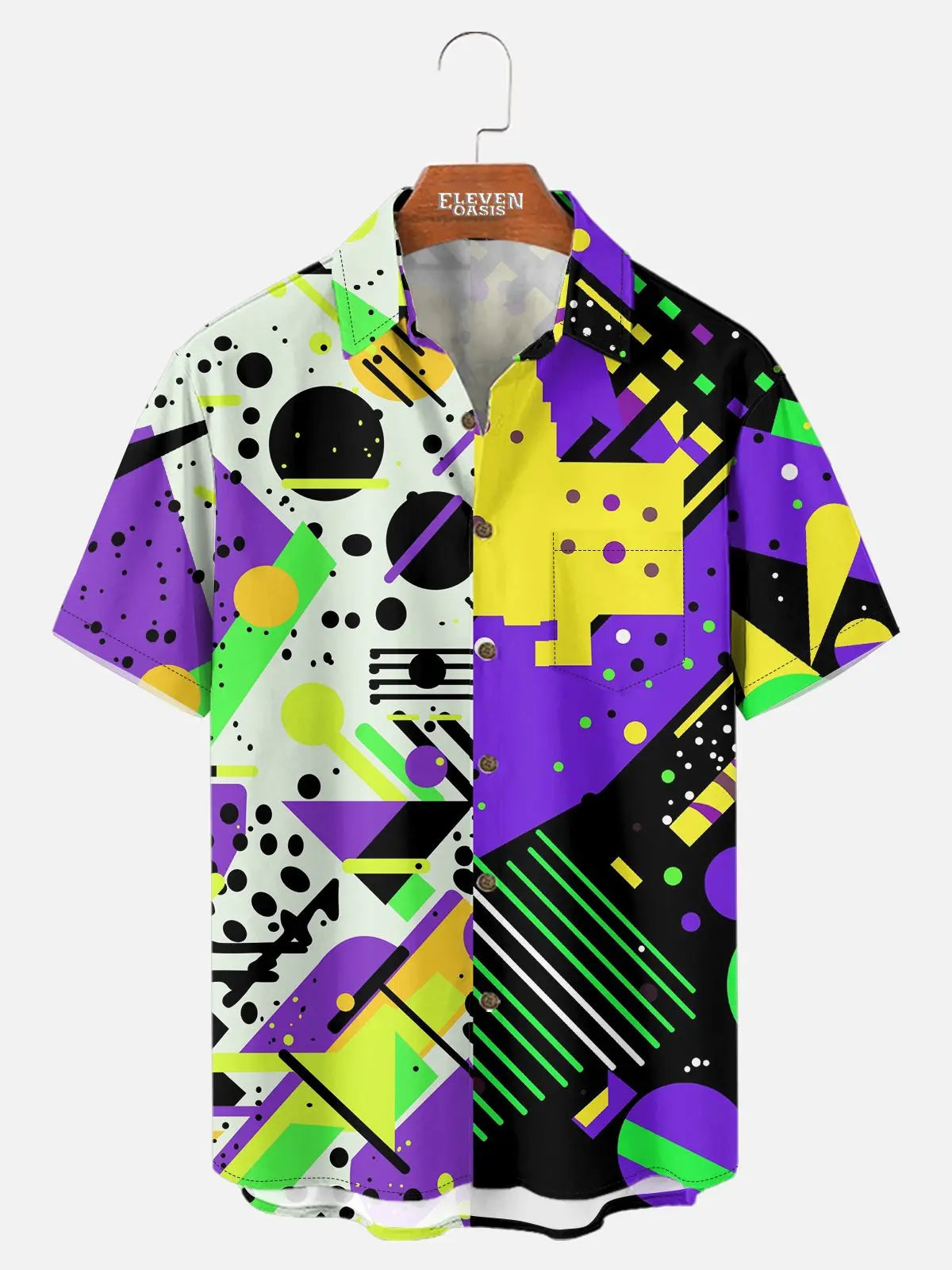 Men's Trapper Keeper Inspired Colorful  Geometric Shapes Short Sleeve Shirt