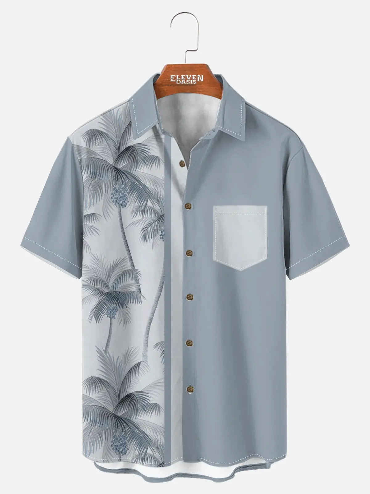 Tall Men's Coconut Tree Casual Breathable Hawaiian Short Sleeve Shirt