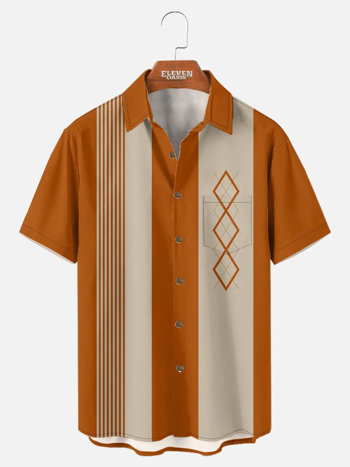 Tall Men's Mid-Century Geometric Short Sleeve Shirt