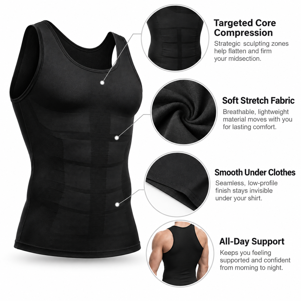 The Bigger Standard Shape Tank | Look Sharper Under Any Shirt Buy | 2 Get 1 Free