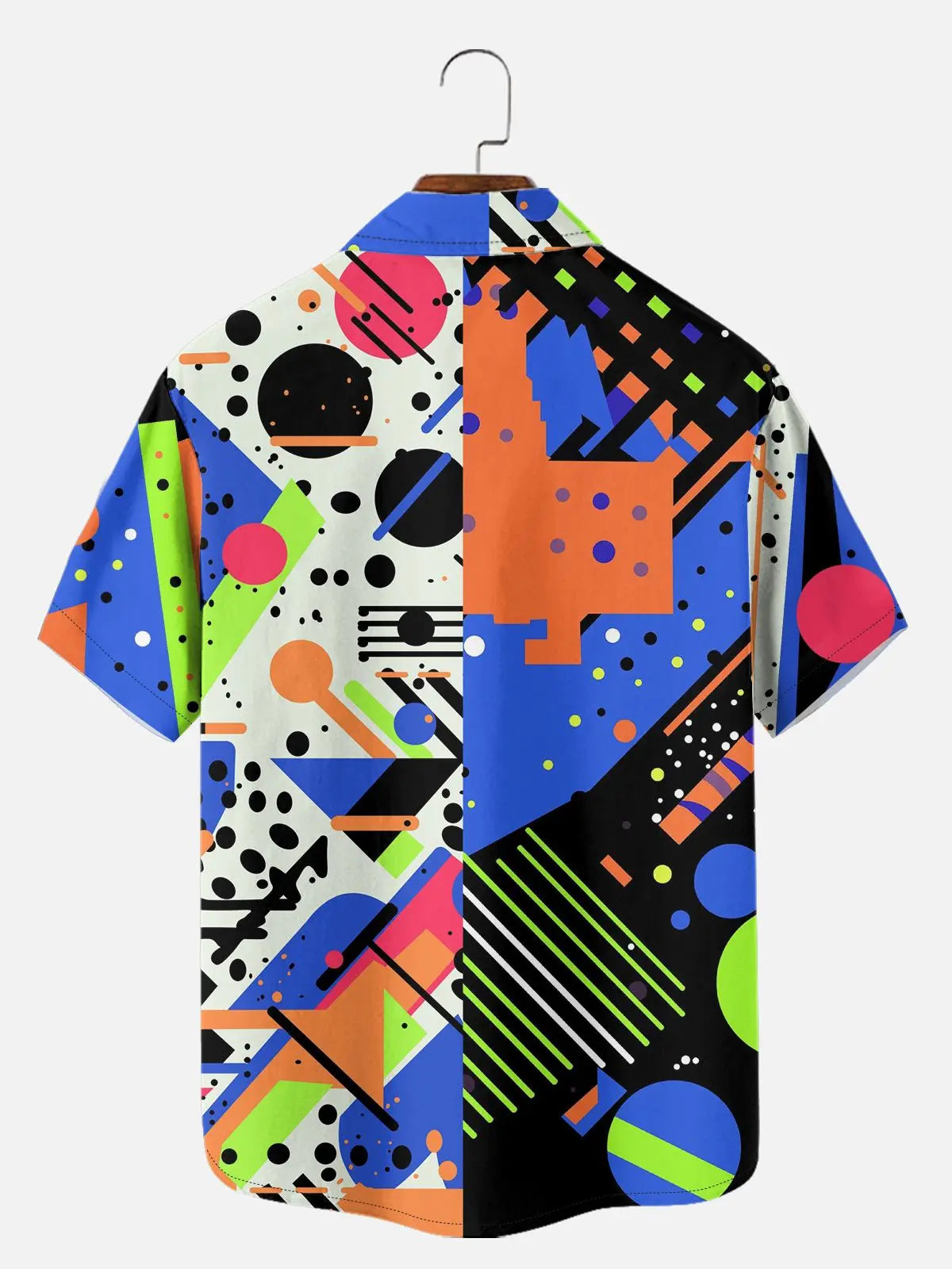 Men's Trapper Keeper Inspired Colorful  Geometric Shapes Short Sleeve Shirt