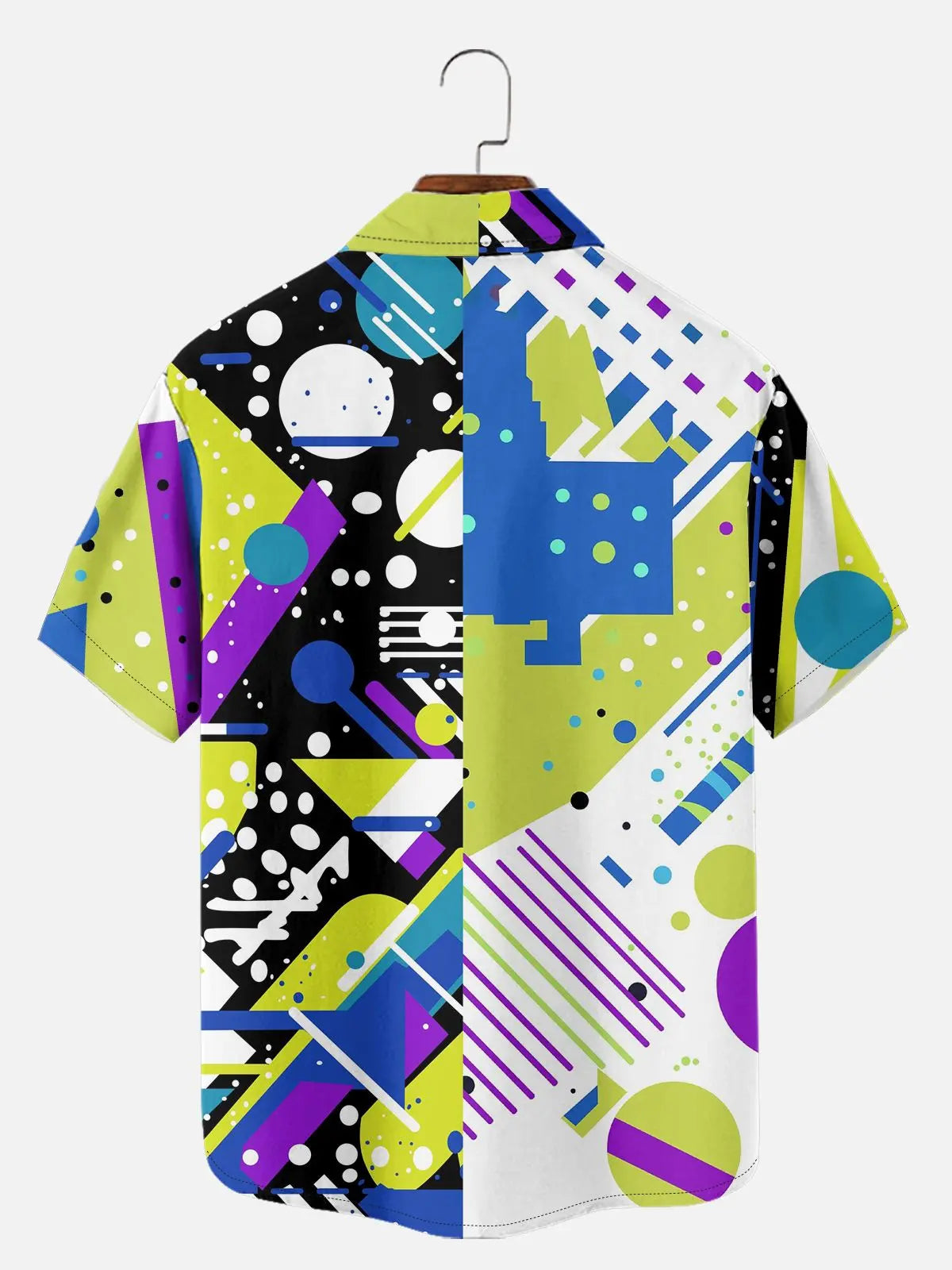 Men's Trapper Keeper Inspired Colorful  Geometric Shapes Short Sleeve Shirt