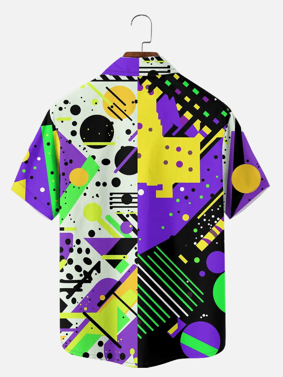 Men's Trapper Keeper Inspired Colorful  Geometric Shapes Short Sleeve Shirt