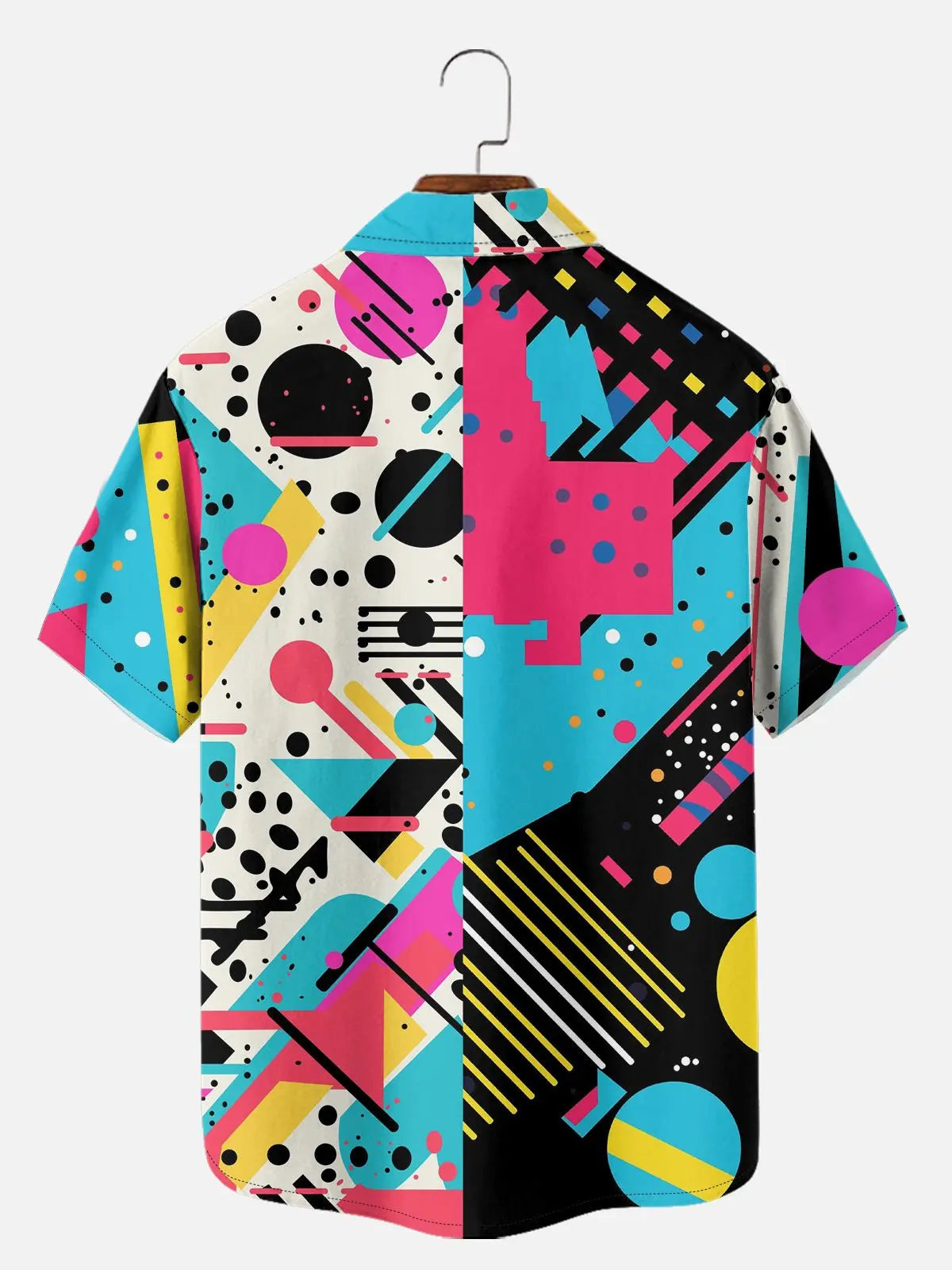 Men's Trapper Keeper Inspired Colorful  Geometric Shapes Short Sleeve Shirt