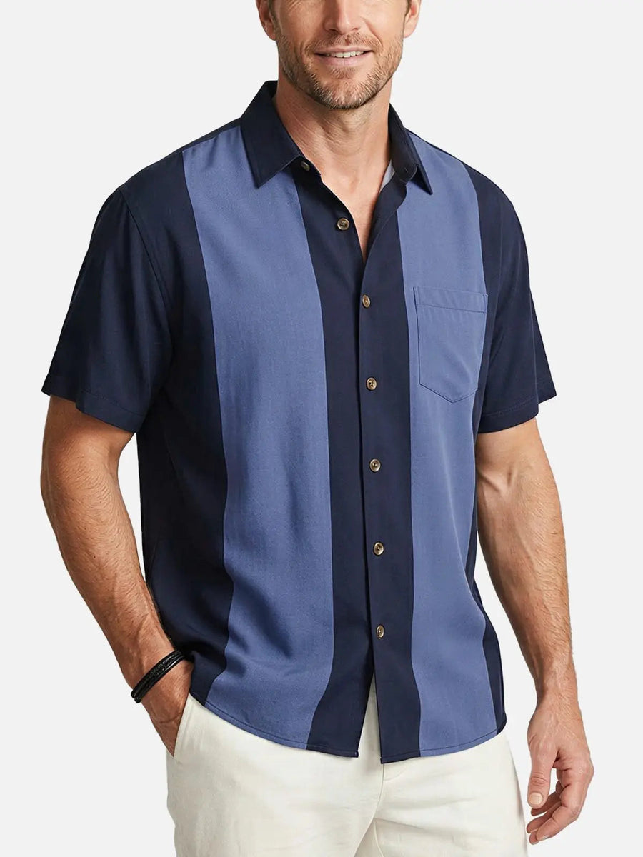Men's Basic 50s Style Bowling Short Sleeve Shirt