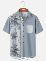Tall Men's Coconut Tree Casual Breathable Hawaiian Short Sleeve Shirt