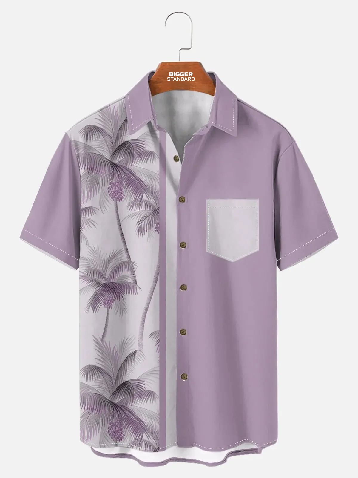 Tall Men's Coconut Tree Casual Breathable Hawaiian Short Sleeve Shirt