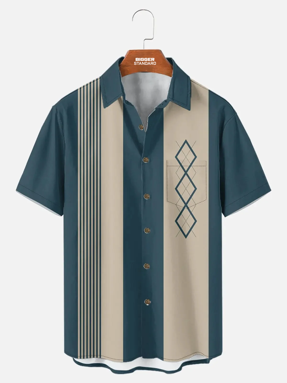 Tall Men's Mid-Century Geometric Short Sleeve Shirt