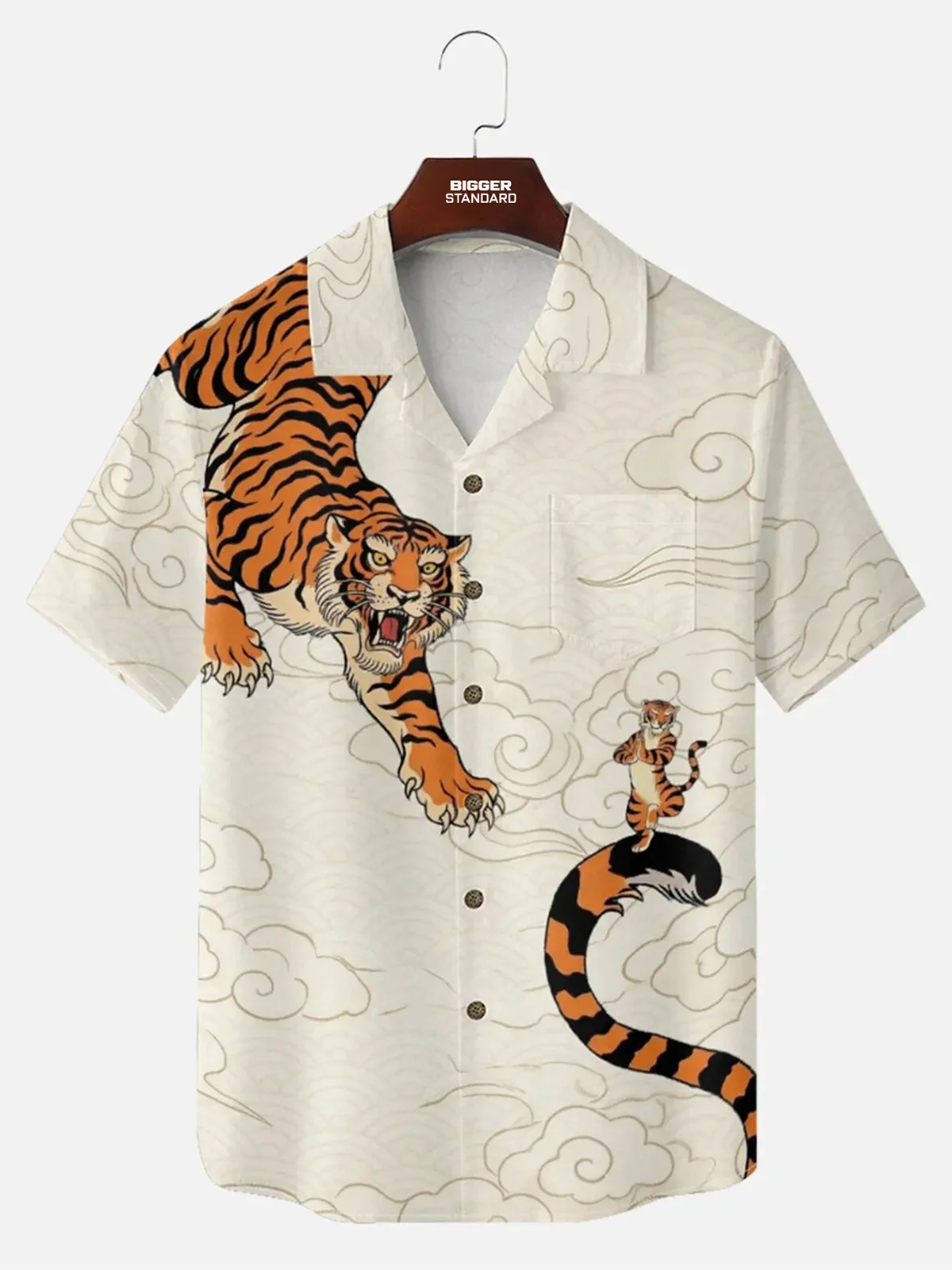 Men's Tiger In The Clouds Short Sleeve Shirt