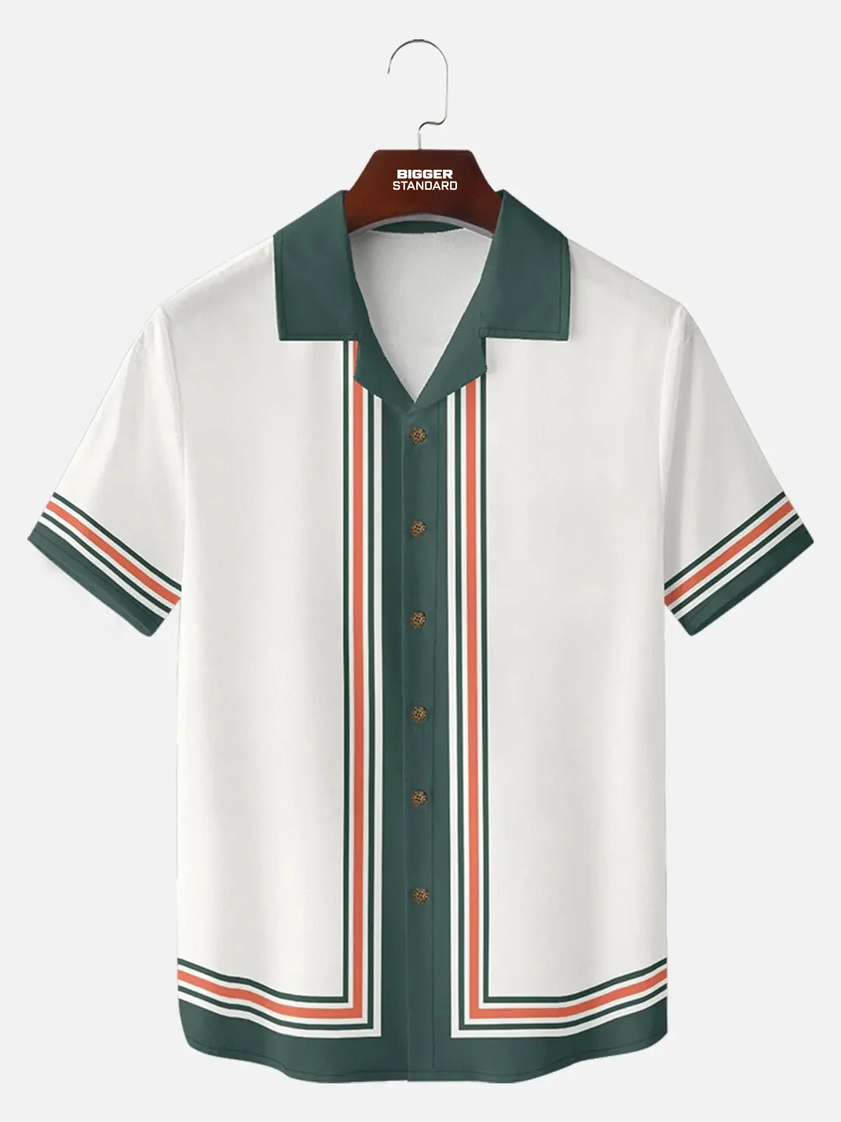 Men's Classic Vertical Stripe Bowling Short Sleeve Shirt