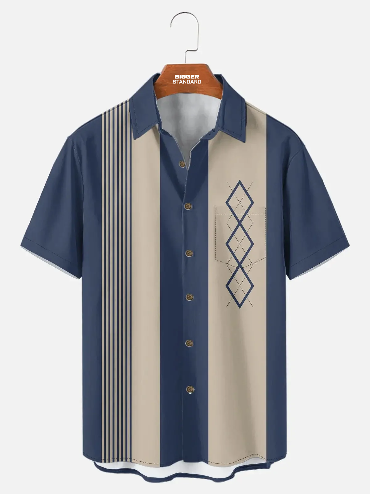 Tall Men's Mid-Century Geometric Short Sleeve Shirt