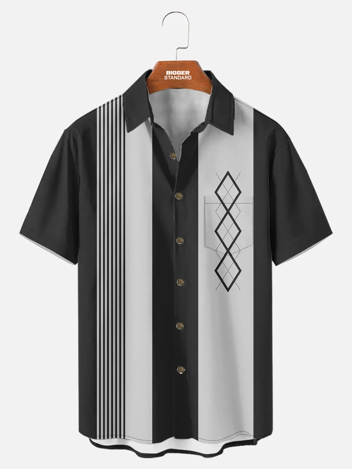 Tall Men's Mid-Century Geometric Short Sleeve Shirt